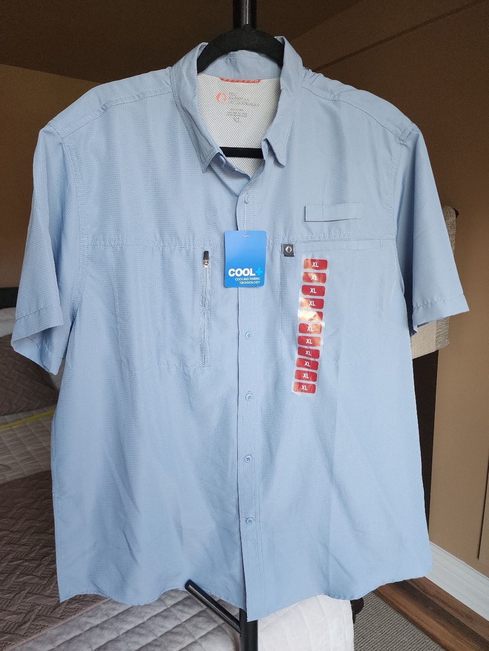 The American Outdoorsman Fishing Shirt light gray Short Sleeve Size XL Men's A78